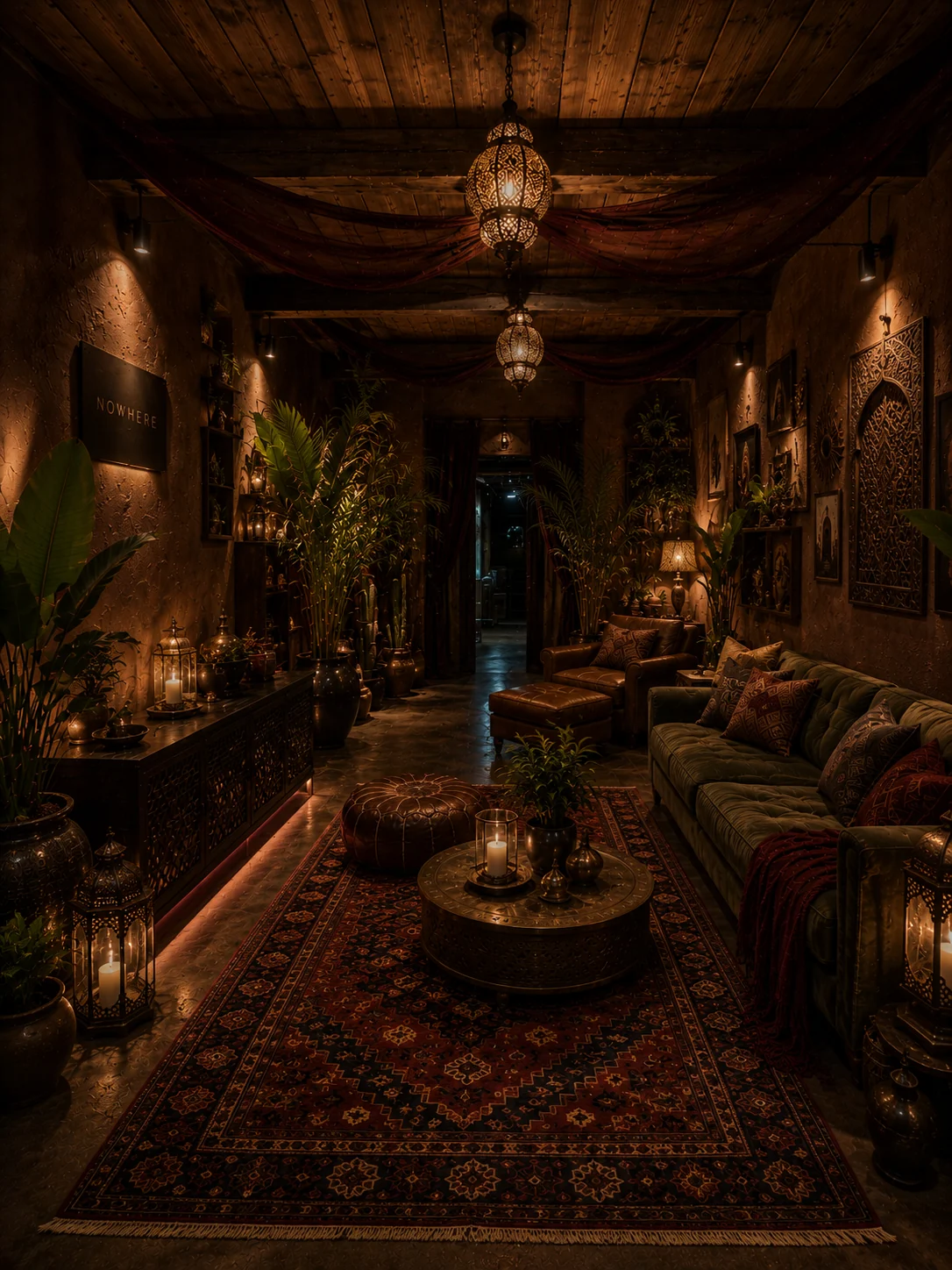 NOWHERE interior with warm light, stage energy, and dark room atmosphere